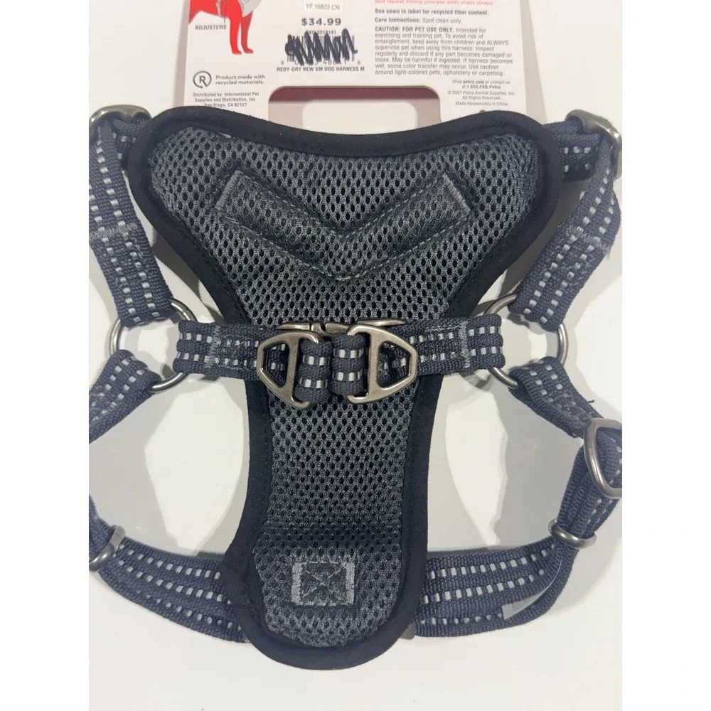 Reddy Small Dog Harness Gray Black Mesh Adjustable Step-In - SizeMedium